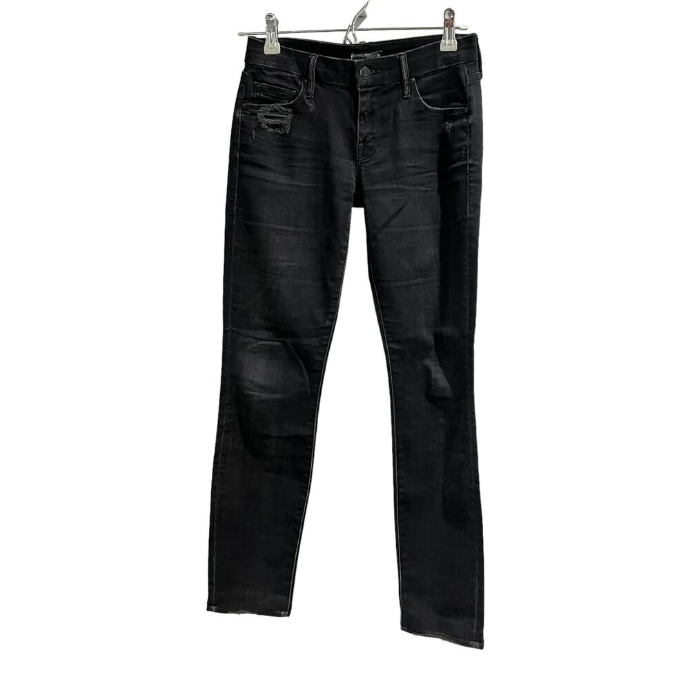 Mother The Looker Destroyed Ride Straight Ankle Black Jeans Women's Size 25